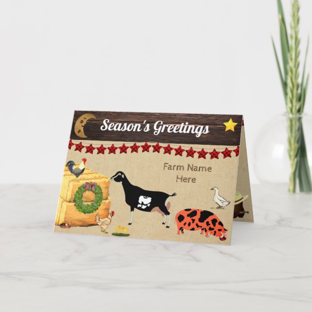 Personalized - Country Christmas LaMancha Goat Card (Front)