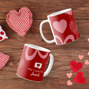 Personalized Couple Heart love you Romantic Name Coffee Mug