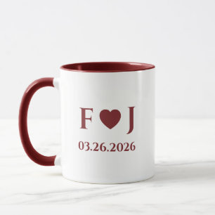 Personalized Couple Initials Love Heart & Date Mug