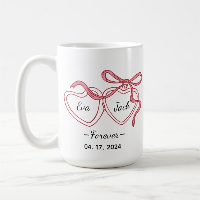 Personalized Couple Line Art Mug with Names & Date (Left)