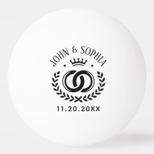 Personalized Couple Name And Date Black Color Font Ping Pong Ball