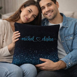 Personalized Couple Name Starry Night Glitter Cushion
