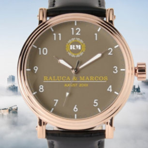 Personalized couple names minimal monogram watch