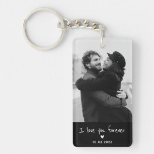 Personalized Couple Photo Script and Date Key Ring
