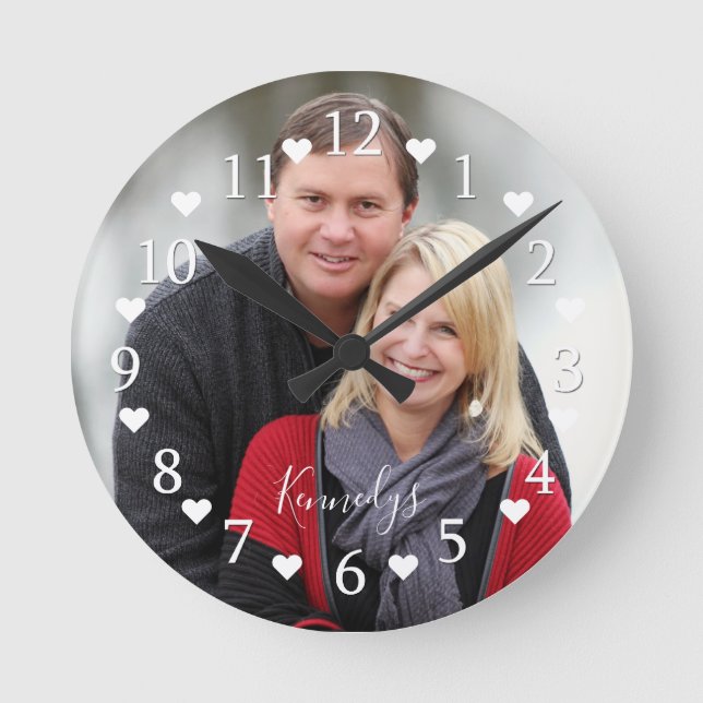 Personalized Couple Photo Wedding Anniversary Round Clock (Front)