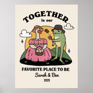 Personalized Couple Print, Custom Frog Illustratio Poster