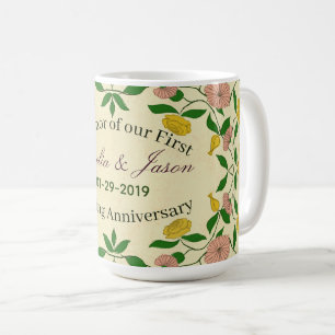 Personalized Couples 1st Wedding Anniversary Coffee Mug