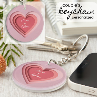 Personalized Couple's Heart Key Ring