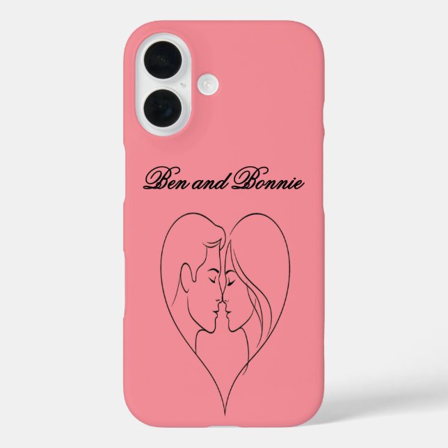 Personalized Couple's Heart Silhouette iPhone Case (Back)