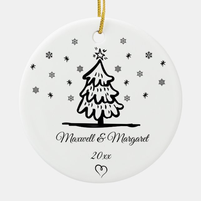 Personalized Couples Names Christmas For Boyfriend Ceramic Ornament (Front)