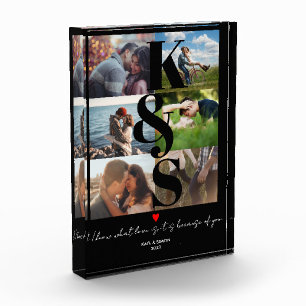 Personalized Couples Photo Custom Quote Love You Block
