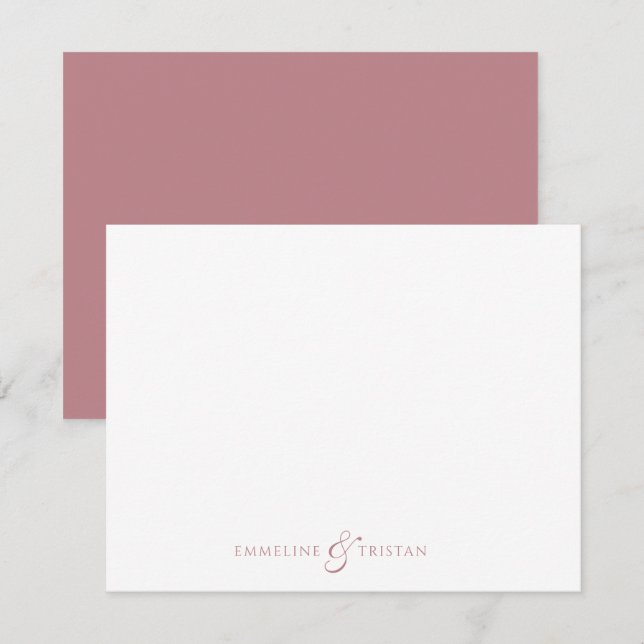 Personalized Couples Stationery Dusty Rose Card (Front/Back)