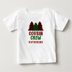 Personalized Cousin Crew Plaid Christmas Tree Baby T-Shirt