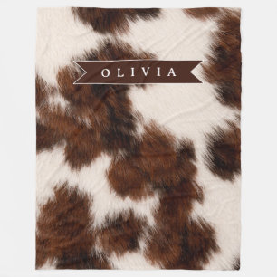 Personalized Cow Print Cowgirl Western Style Gift Fleece Blanket