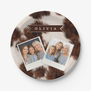 Personalized Cow Print Cowgirl Western Style Gift Paper Plate
