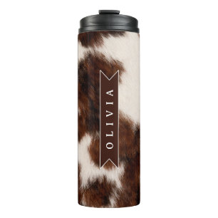 Personalized Cow Print Cowgirl Western Style Gift Thermal Tumbler