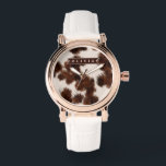 Personalized Cow Print Cowgirl Western Style Gift Watch<br><div class="desc">There is something timeless and effortlessly cool about cow print. It seems fun, fashionable, and a touch daring because it combines rustic charm with contemporary design. This personalized cow print collection was created for people who love western inspired aesthetics, cozy country vibes, and designs that feel both trendy and personal....</div>