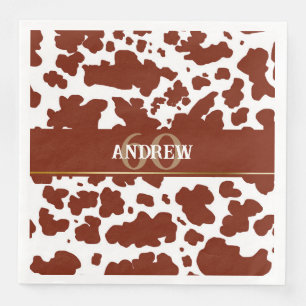 Personalized Cow Spots Print Farmer Birthday Napkin