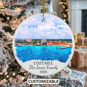 Personalized Cozumel Ornament, Mexico Ceramic Ornament