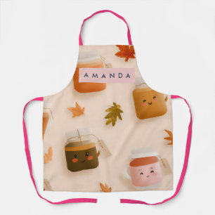 Personalized Cozy Autumn Tea Mug Pattern Apron