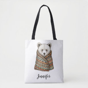Personalized Cozy Bear Pillow Tote Bag