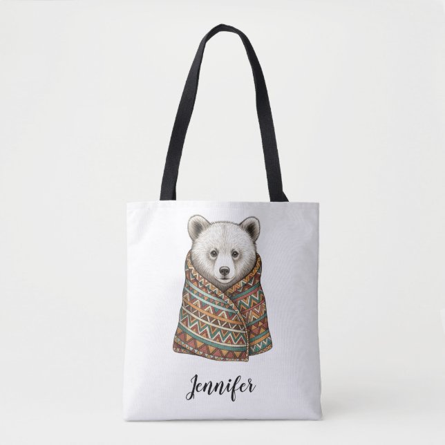 Personalized Cozy Bear Pillow Tote Bag (Front)