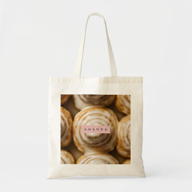 Personalized Cozy Cinnamon Roll Swirl  Tote Bag (Front)