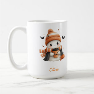 Personalized Cozy Ghost and Pumpkin Spice Autumn M Coffee Mug