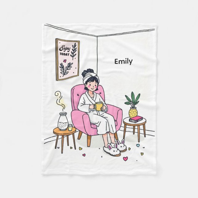 Personalized Cozy Mom Gift Soft Relaxing Self Care Fleece Blanket (Front)