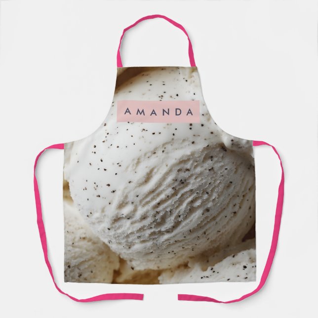 Personalized Cozy Vanilla Bean Ice Cream Aesthetic Apron (Front)