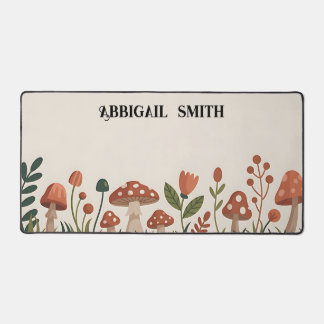 Personalized Cozy Woodland Mushrooms Desk Mat