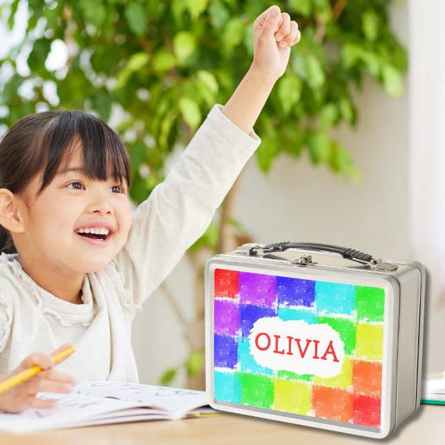 Personalized Crayon Blocks Kids Metal Lunch Box (Creator Uploaded)