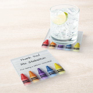 Personalized Crayon Teacher Drink Coaster