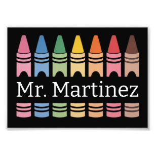 Personalized Crayon Teacher Name Cute Back School Photo Print