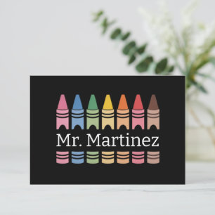 Personalized Crayon Teacher Name Cute Back School Thank You Card