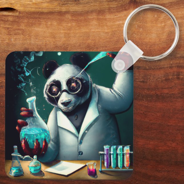 PERSONALIZED CRAZY SCIENTIST PANDA KEYCHAIN (Back)