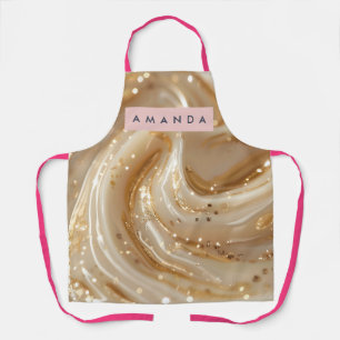 Personalized Creamy Caramel Gold Swirl Elegant  Apron