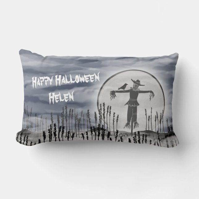 Personalized Creepy Halloween Scarecrow Cushion (Front)