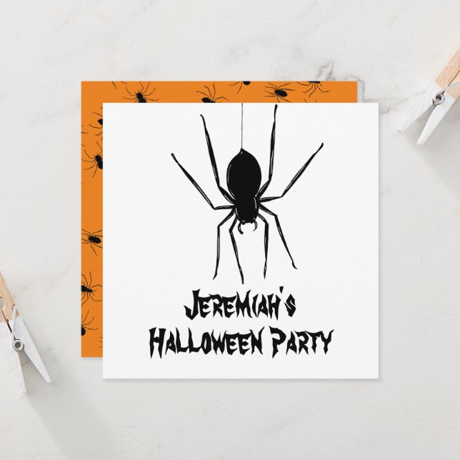 Personalized Creepy Spiders Halloween Invitation (Front/Back In Situ)