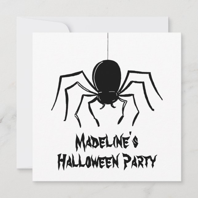 Personalized Creepy Spiders Halloween Invitation (Front)
