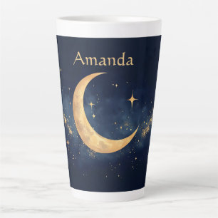 Personalized Crescent Moon and Stars Night Sky Latte Mug