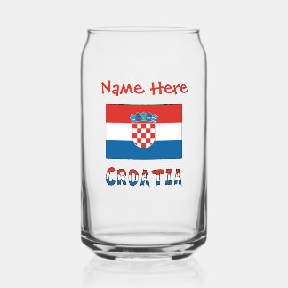 Personalized Croatia Flag Can Glass