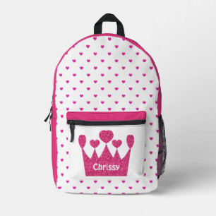 Personalized Crown Pink Princess  Printed Backpack