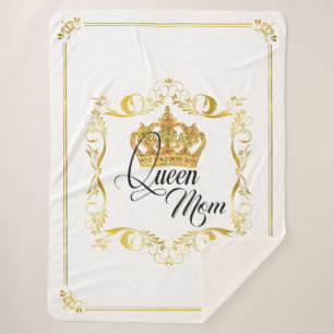 Personalized Crown Queen Mom - Sherpa Blanket