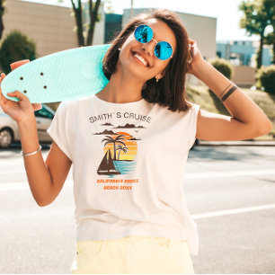 Personalized Cruise Ship Family Trip Sunset Boat T-Shirt