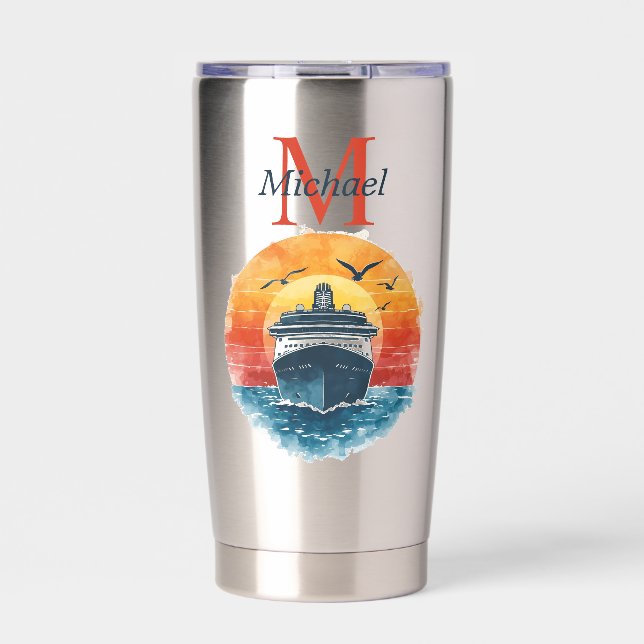 Personalized Cruise Ship Sunset Vacation  Insulated Tumbler (Front)