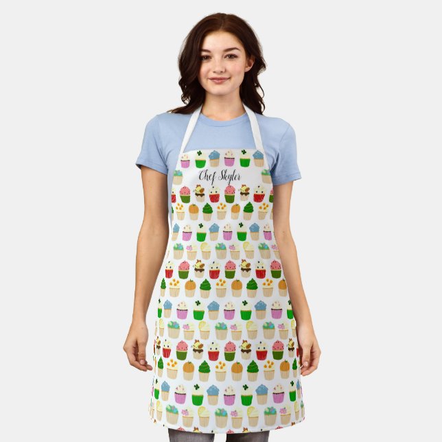 Personalized Cupcake Apron (Worn)
