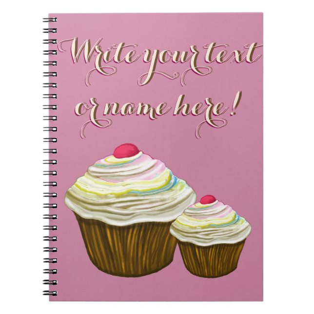 PERSONALIZED CUPCAKES- PINK CUPCAKE NOTEBOOK (Front)