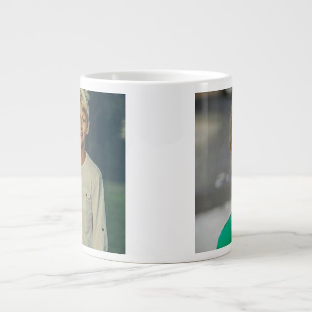 Personalized Custom 2 Photo Double Sided Large Coffee Mug (Front)