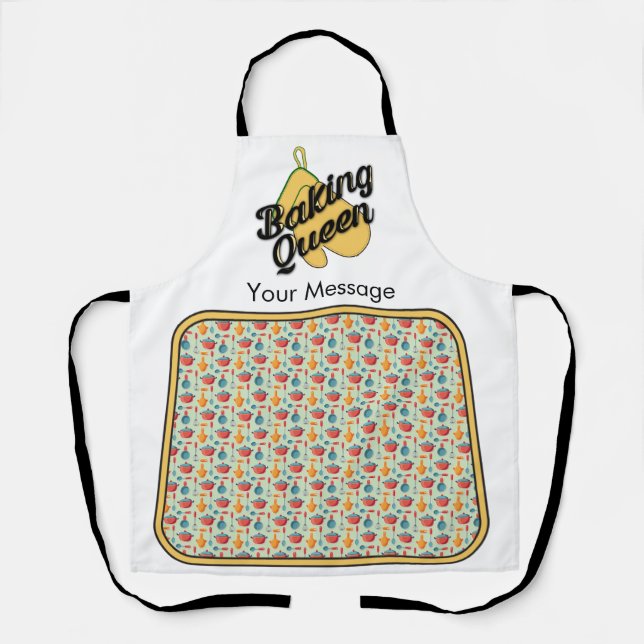 Personalized Custom "Baking Queen" Apron (Front)